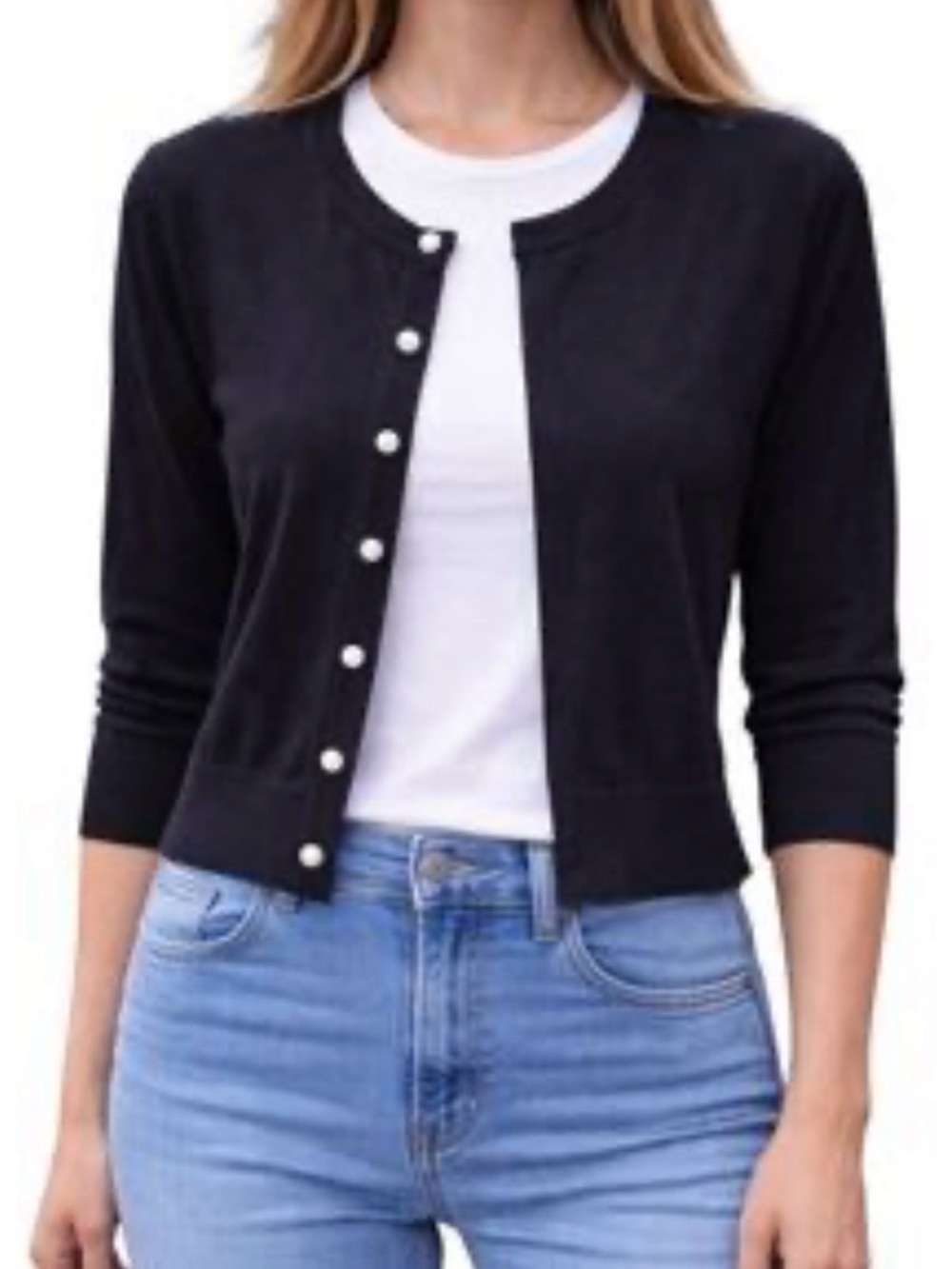 NWT Karl Lagerfield  cardigan pearl buttons inside back lining size M